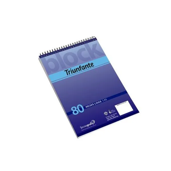 Block a5 liso con espiral 80 hojas Triunfante