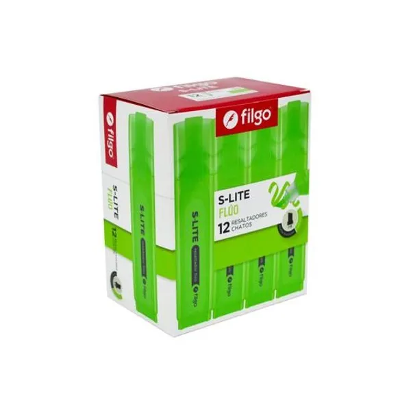 Resaltador punta biselada fluo s-lite caja x12 unidades Filgo
