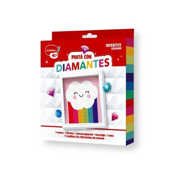 Set pintura diamante nube 14 piezas en caja 17.5x17.5 cm Simball