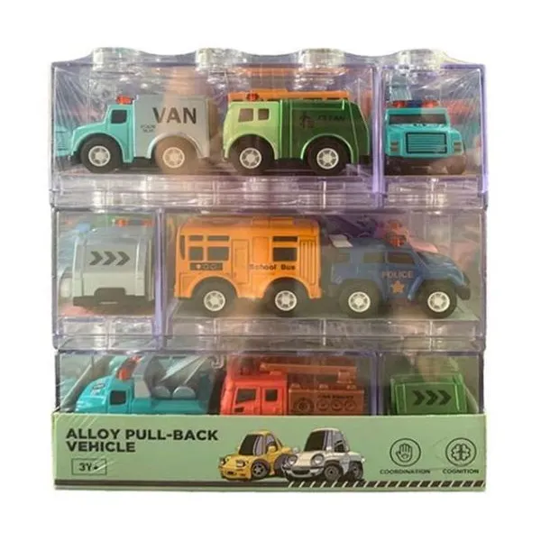 Autos 6 cm pullback metal en cajita plástica exhibidor