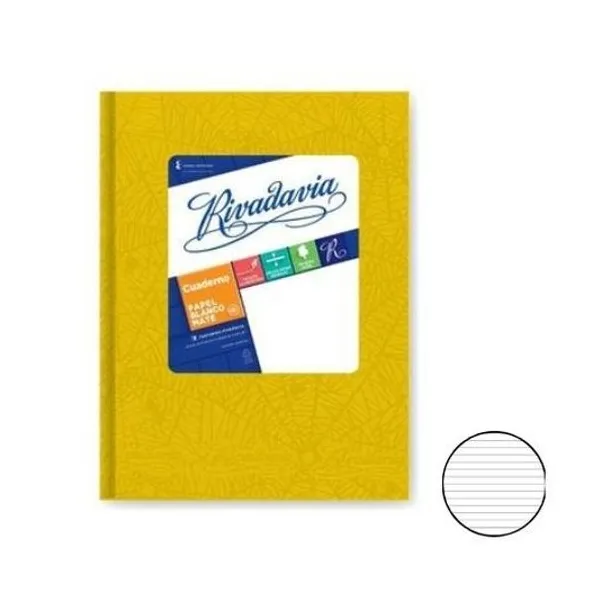 Cuaderno 16x21 rayado 50h t/d amarillo araña Rivadavia