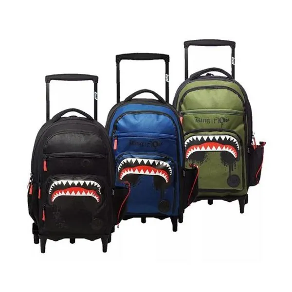 Mochila 18" con carro king shark x unidad colores surtidos lsyd