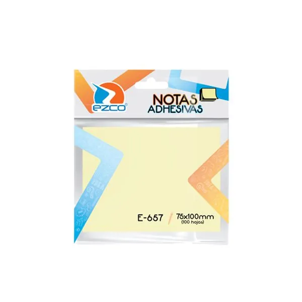 Notas adhesivas Ezco 75 x100 mmx 100 hs.amarillo