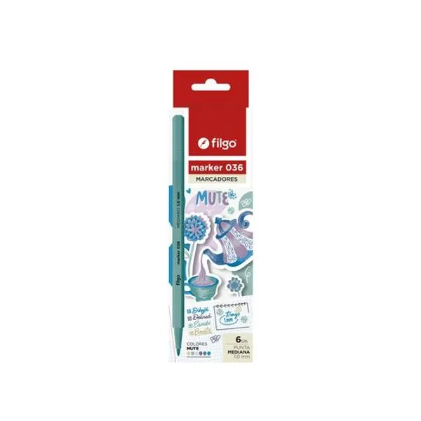Marcador al agua marker 036 mute caja x6 Filgo