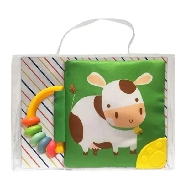Mi libro suave con sonajero y mordillo- vaca 15 15 cm