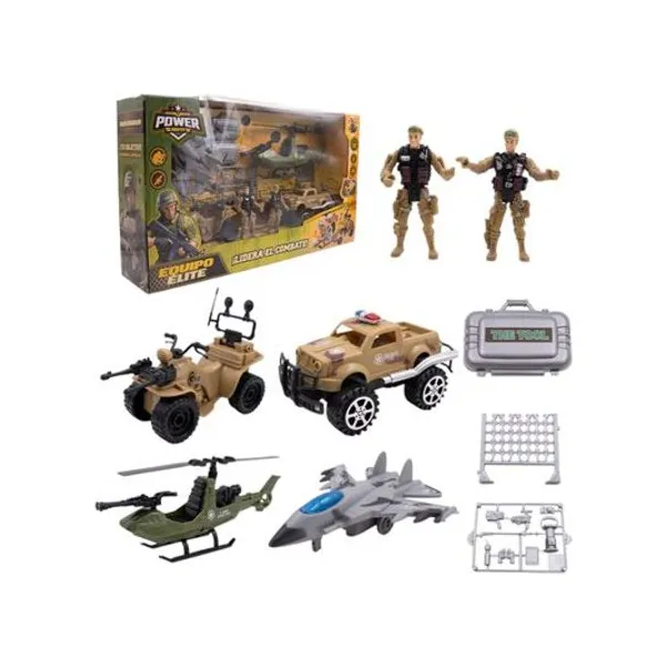 Set de soldados/vehiculos militares 15 piezas en caja 50x29x11 cm