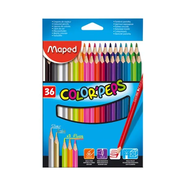 Lápices de colores Maped colorpeps largos x36 unid.