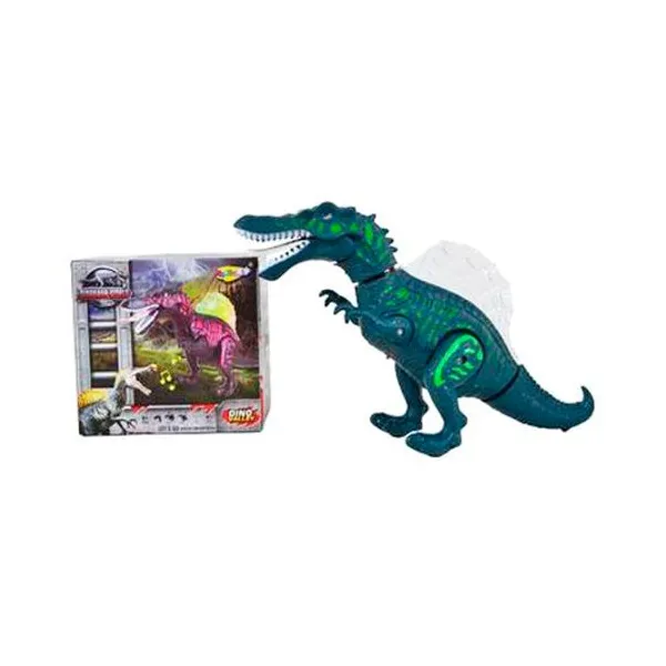 Dinosaurio camina con luz y sonido en caja 19x18 cm - bl