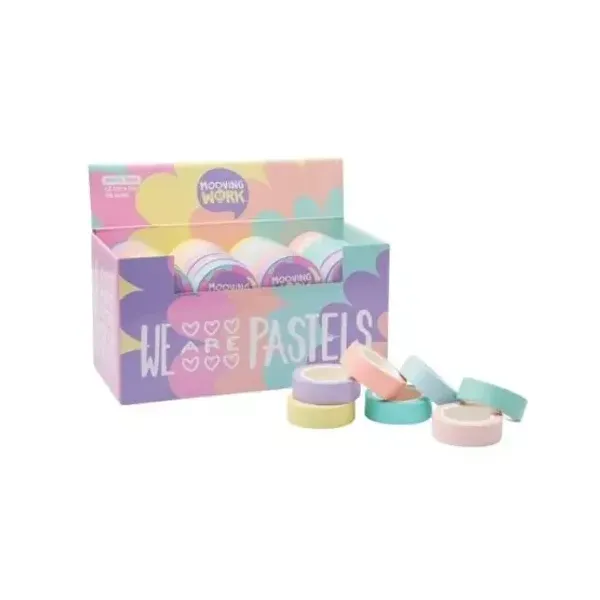 Cinta washi Mooving maw pastel glitter 1.5 cm x3 mts