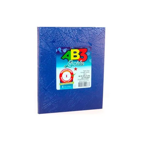 Cuaderno tapa dura Laprida ab3 19x23,5 x98hs.ray azul