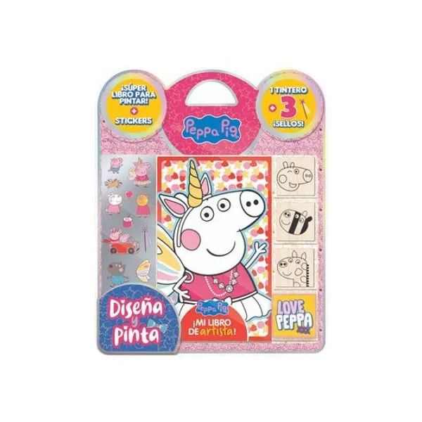 Libro para pintar con sellos diseña y pinta Peppa Pig en blister 22x27 cm