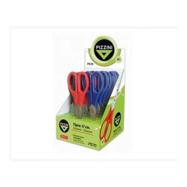 Tijera escolar 17 cm hojas de acero x1 colores surtidos Pizzini