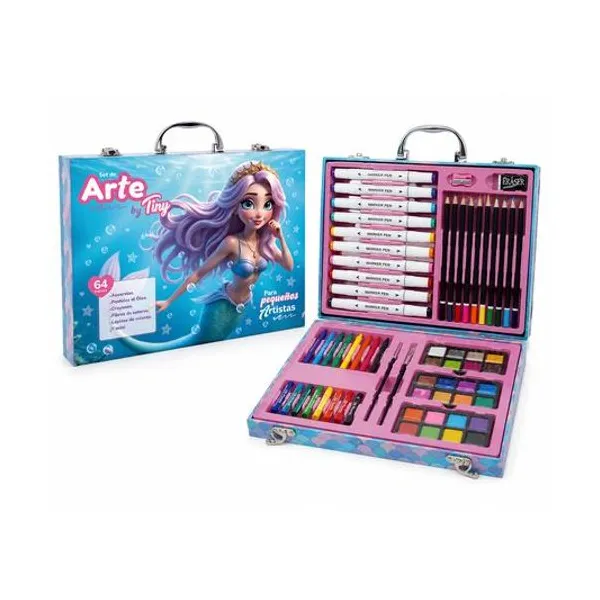 Set de Arte sirena 64 piezas en valija 30x23x5 cm