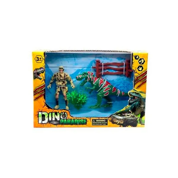 Set dinosaurio y soldado en caja 23x15 cm