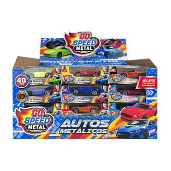 Autitos metalicos go speed colores mixeados 48 pzas/display 32 x23 x20 cm
