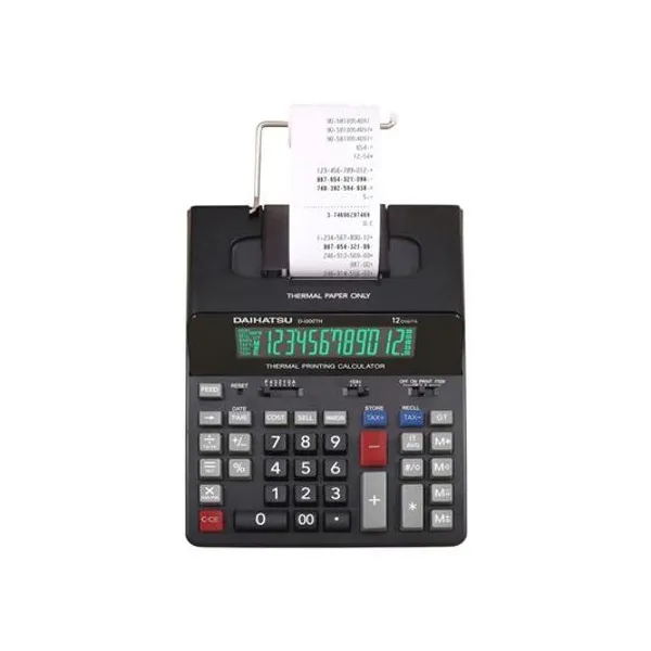 Calculadora 12 digitos con impresor térmico negra 20x30 cm daihatsu - d