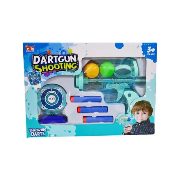 Pistola lanza bolas y dardos 7pzs en caja 28x20x5 cm