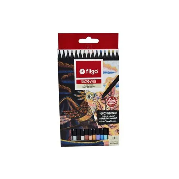 Lápiz de color largo supersoft neutros caja x15 Filgo