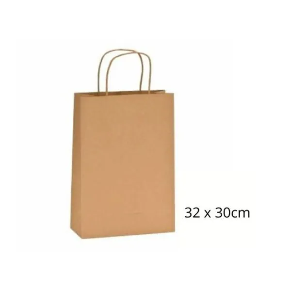 Bolsa de papel kraft con manija 32 x30 cm