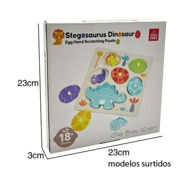 Rompecabezas de madera “huevos de dinosaurios”. 14 piezas