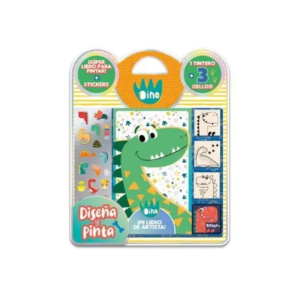 Valija blister editorial vertice sellos, diseña y pinta dino