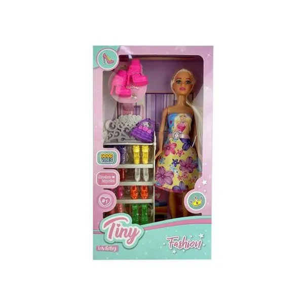 Muñeca Tiny fashion con accesorios 12 piezas 33x20x5.5 cm