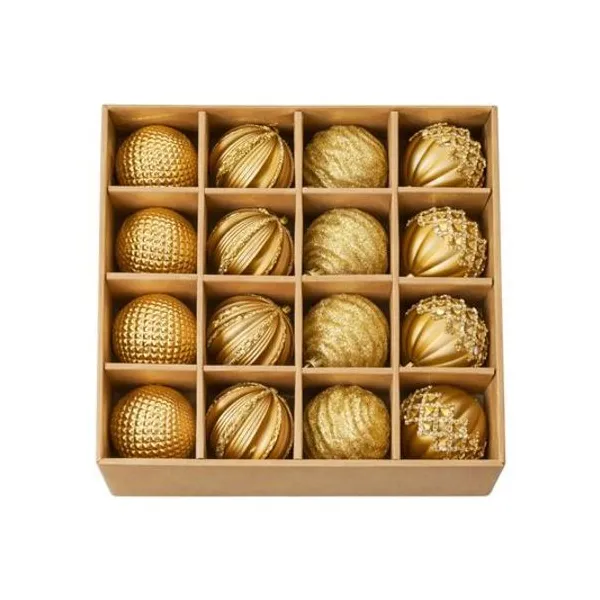 Set de borlas texturadas doradas 6 cm caja x16