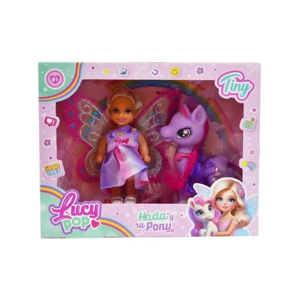 Muñeca lucy pop hada y su pony en caja 20x16x5.5 cm