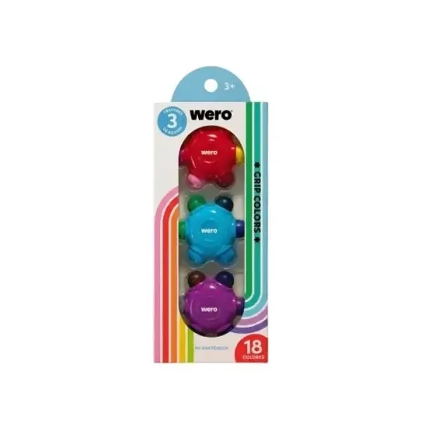 Crayones Wero grip colors x3 unid.18 colores