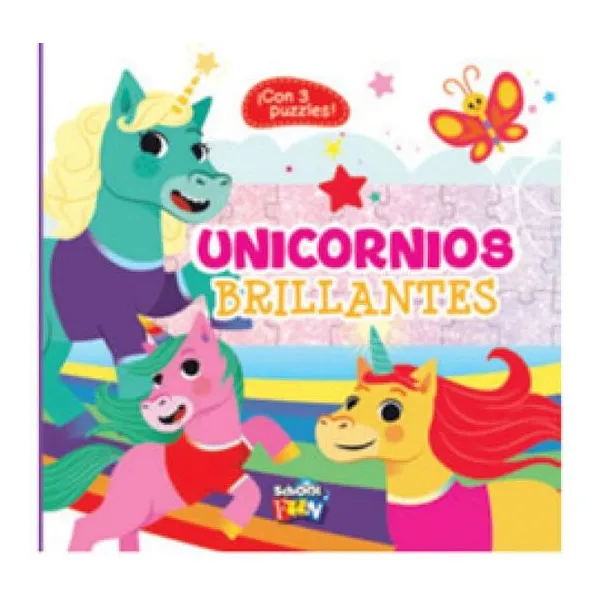 Super puzzles! unicornios brillantes (3 puzzles de 9 piezas)
