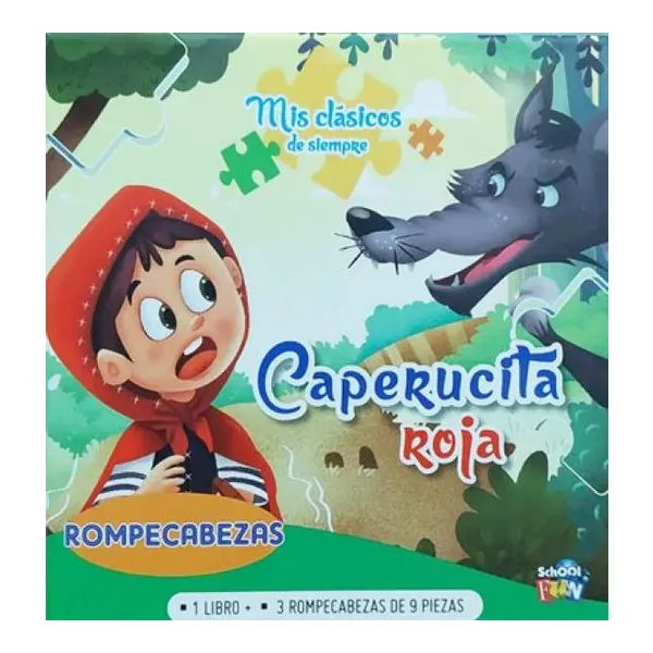 Mis clasicos de siempre: caperucita roja con 3 rompecabezas 13 10 cm (imprenta m
