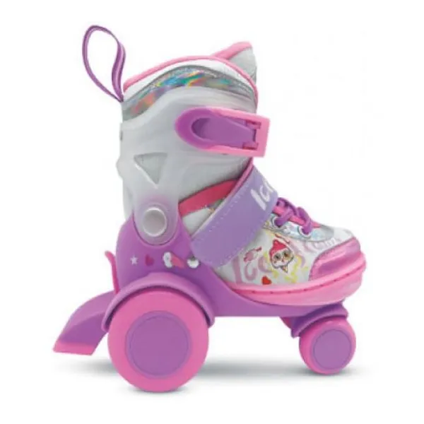 Patin violeta de 4 ruedas extensible. con freno trasero.