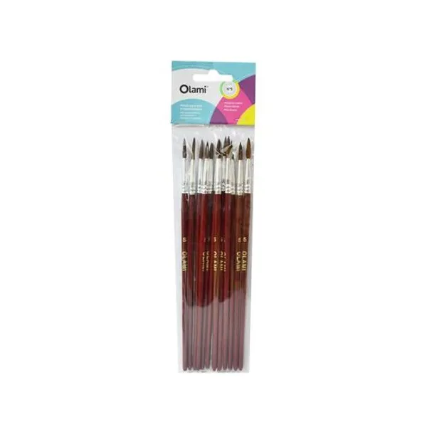 Pincel escolar n.° 5 redondo pony x12 unidades olami
