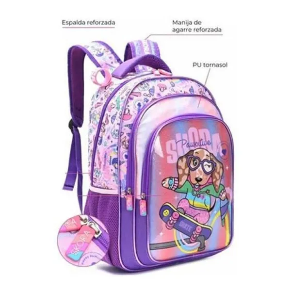 Mochila pets salchidog con llavero 32x45x15 cm 18 pulg