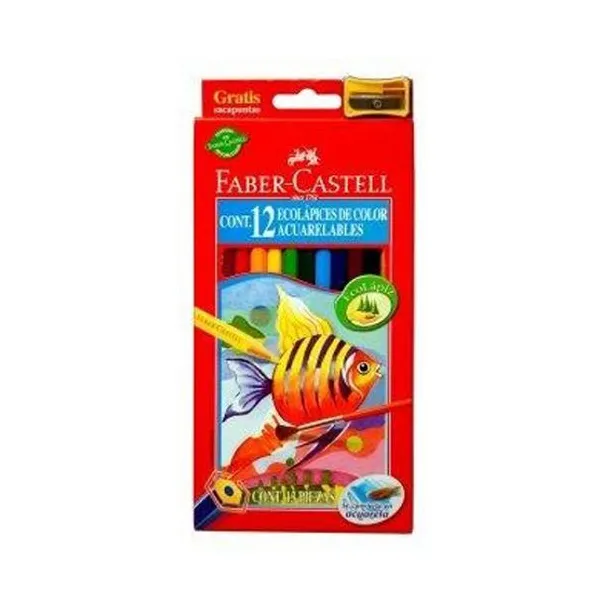 Lápices de colores Faber-Castell acuarelables largos x12 unid.+ sacapuntas