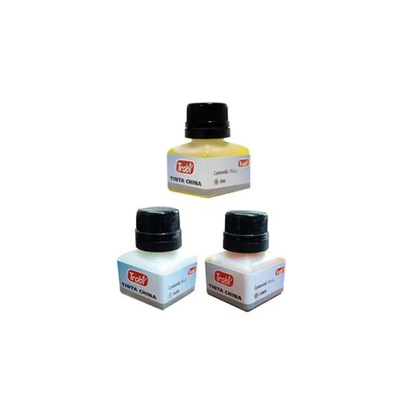 Tinta china metalizada tintero 15cc x unidad trabi - tr