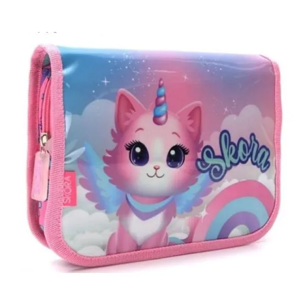 Cartuchera canopla desplegable con velcro unirain caticornio 23 x16 cm
