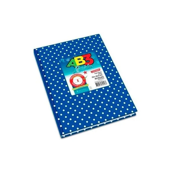 Cuaderno tapa dura Laprida ab3 19x23,5 x50hs.ray lun.azul