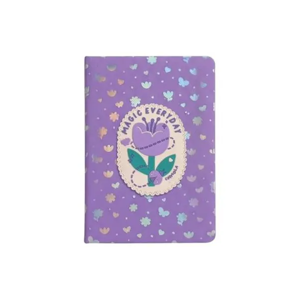 Cuaderno 14.5x21 cm rayado pu tulipan lila chimola