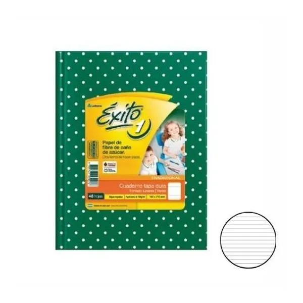 Cuaderno 16x21 rayado t/d lunar verde 48h Éxito
