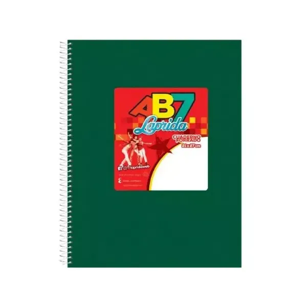 Cuaderno espiral a4 Laprida ab7 forrado 100 hs.raya verde