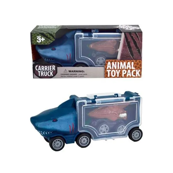 Camión animal con un auto en caja 16x7x5 cm