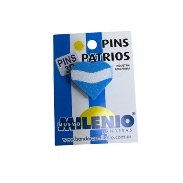 Pin 3d nuevo milenio patrio corazón x10 unid.