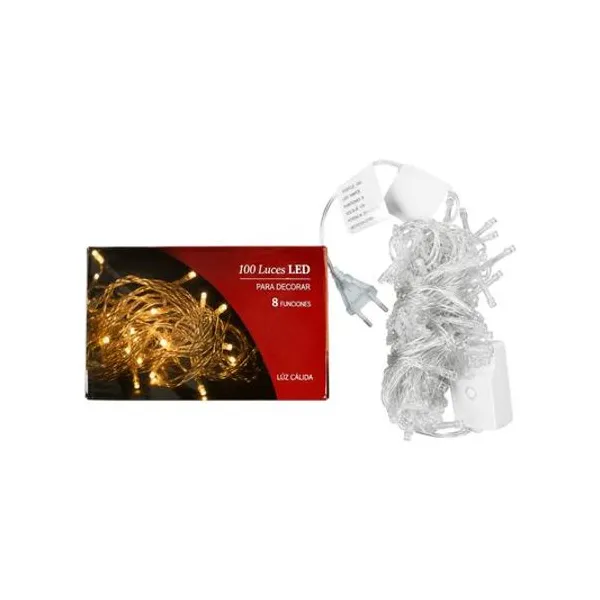 Luces led x100 blanco calido 220v 8 funciones
