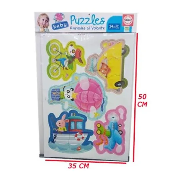 5 baby puzzles animales al volante
