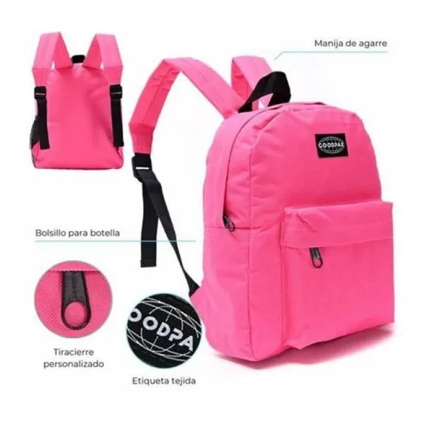Mochila goodpak fucsia 31x27x10.5 cm 12 pulg