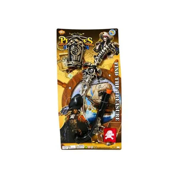 Set de pirata daga, parche, pistola y brazalete 5 piezas en blister x1