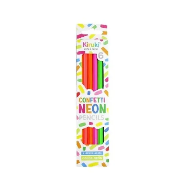 Lápices de colores kiruki neon largos madera x6 colores
