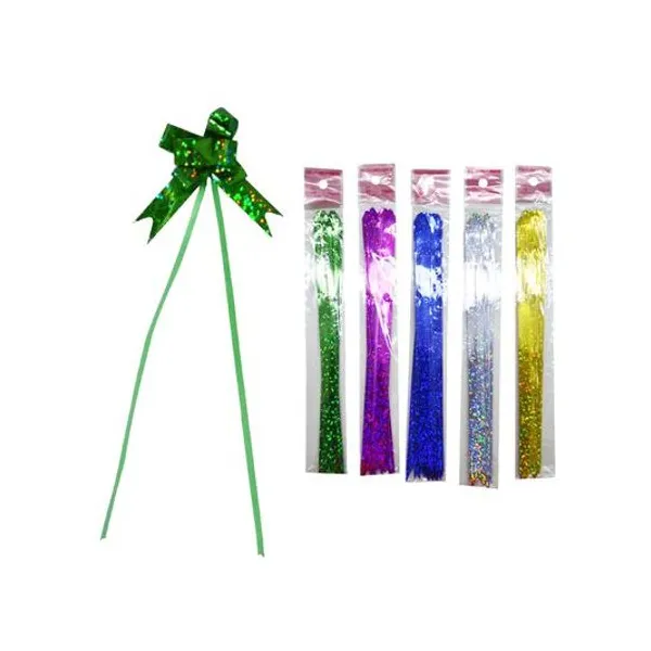 Moño fácil holografico 12mmx20 cm bolsa x10 unidades colores surtidos