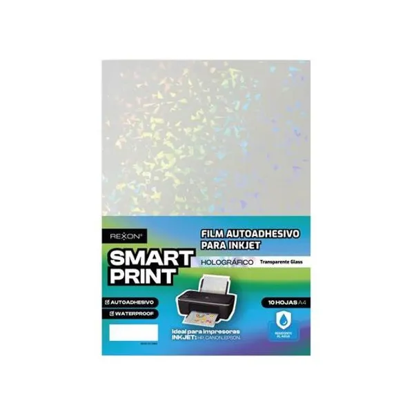 Film autoadhesivo para inkjet a4 transparente holografico glass x10 hojas rexon